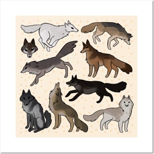 Cute wolves illustration Posters and Art